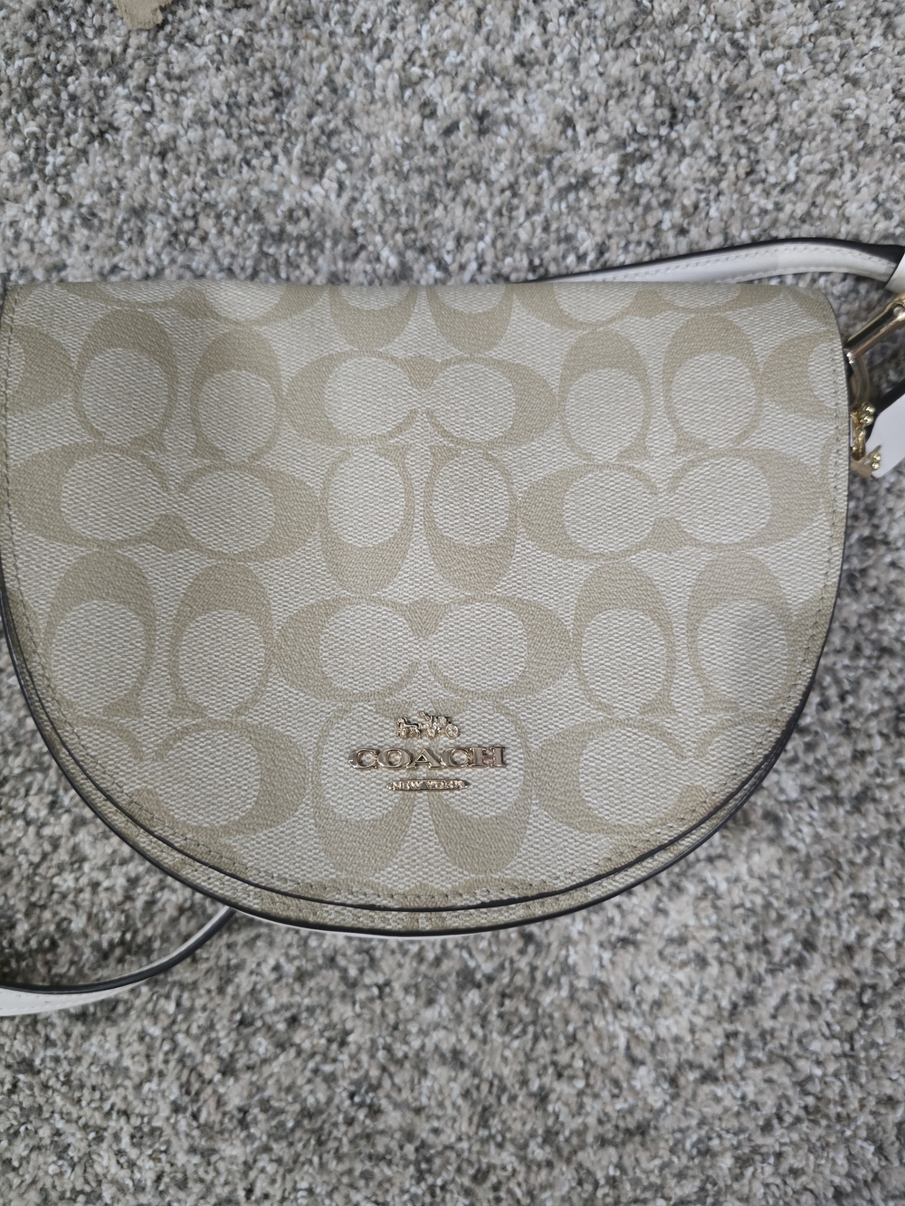 Coach Khaki/Chalk Signature Saddle Crossbody